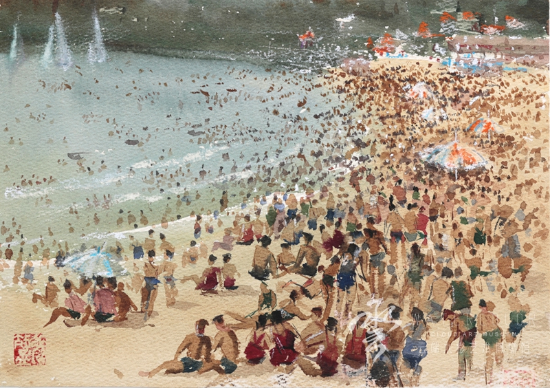 张效孟 《浴场盛夏》 24*34cm 1978年